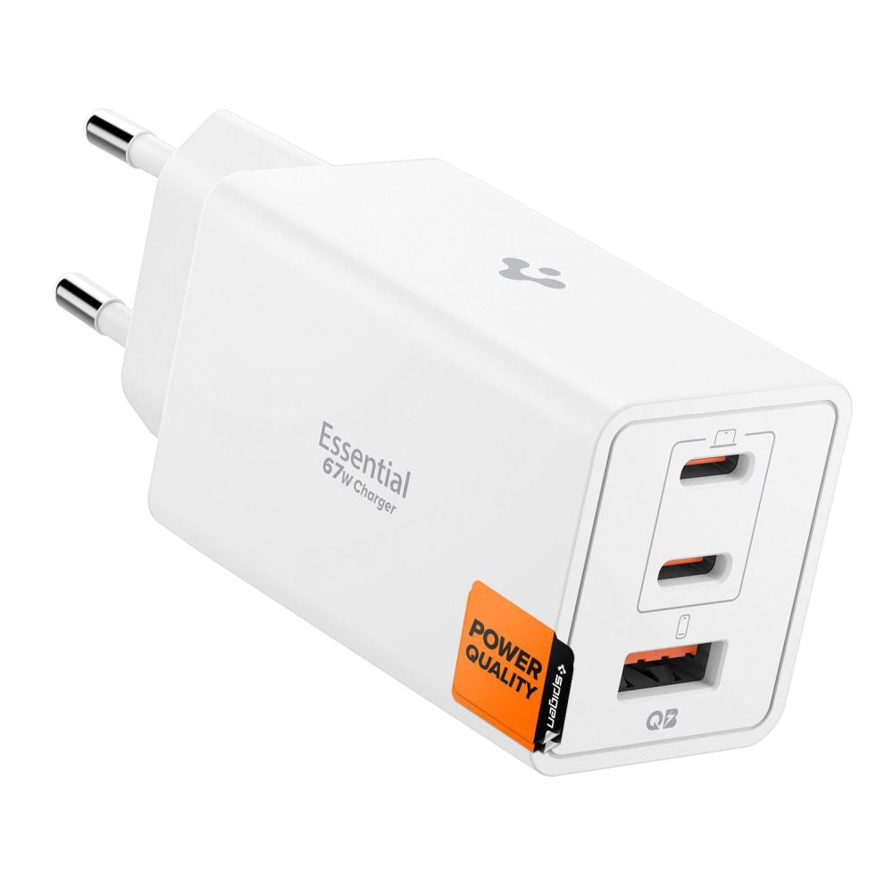 Φορτιστής Δικτύου Spigen Essential, 67W, 3.25A, 1 x USB-A - 2 x USB-C, Λευκό ACH08710