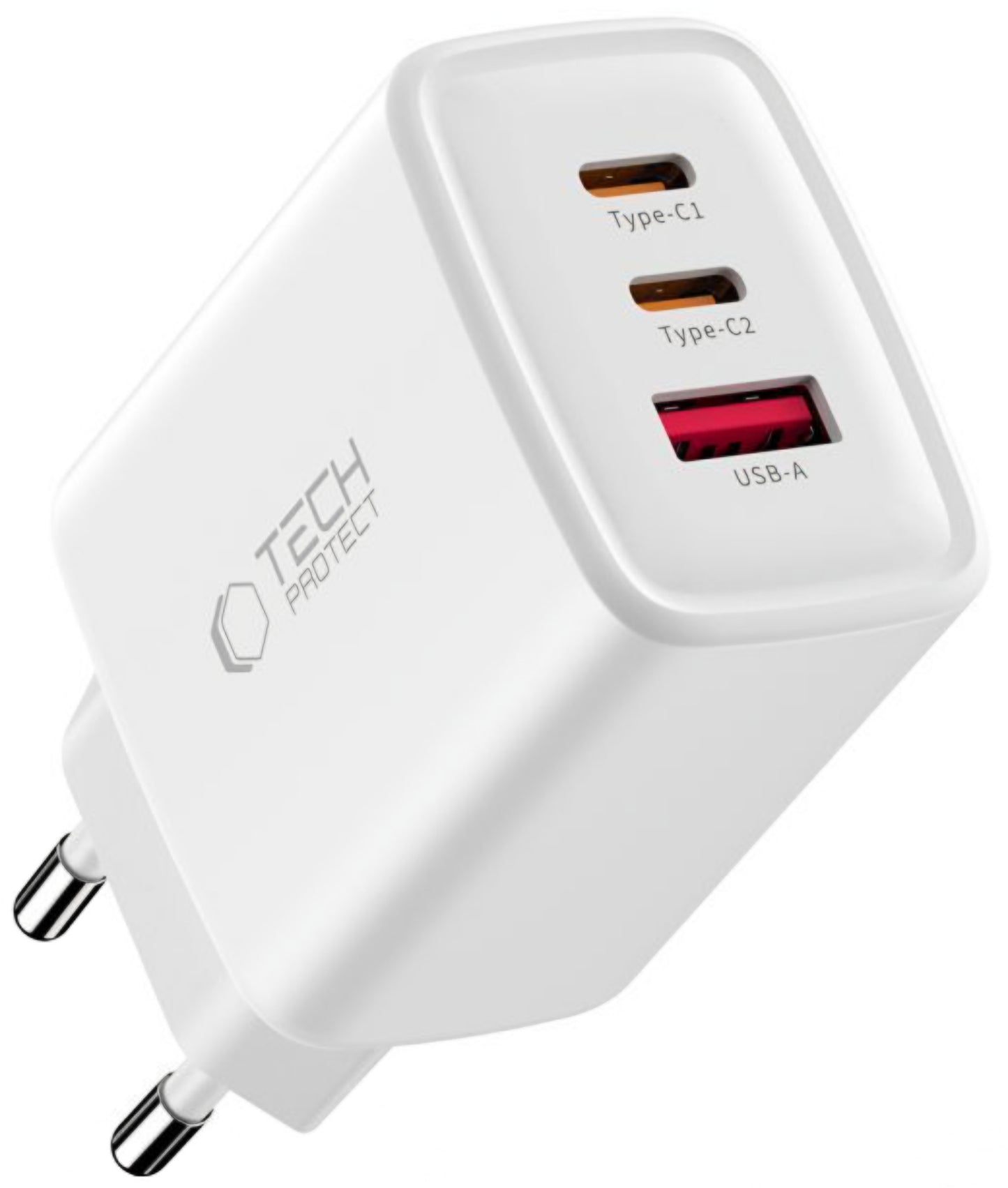 Tech-Protect NCA65W Network Charger, 65W, 3A, 1 x USB-A - 2 x USB-C, White