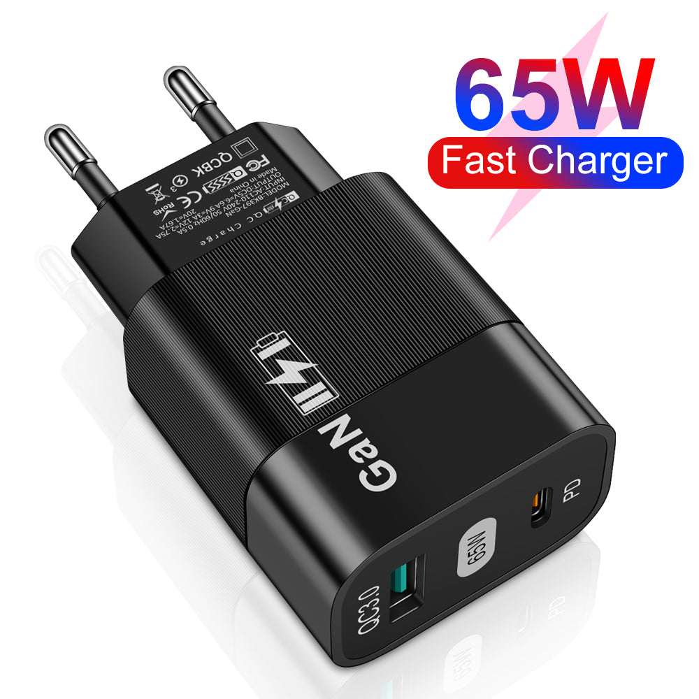Φορτιστής Δικτύου Techsuit CHPD131, 65W, 3.25A, 1 x USB-A - 1 x USB-C, Μαύρο