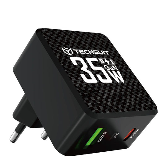 Φορτιστής Δικτύου Techsuit CHPD173 Tiny, 35W, 3A, 1 x USB-A - 1 x USB-C, Μαύρο