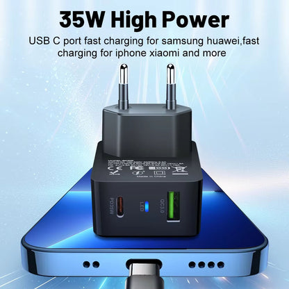 Φορτιστής Δικτύου Techsuit CHPD173 Tiny, 35W, 3A, 1 x USB-A - 1 x USB-C, Λευκό