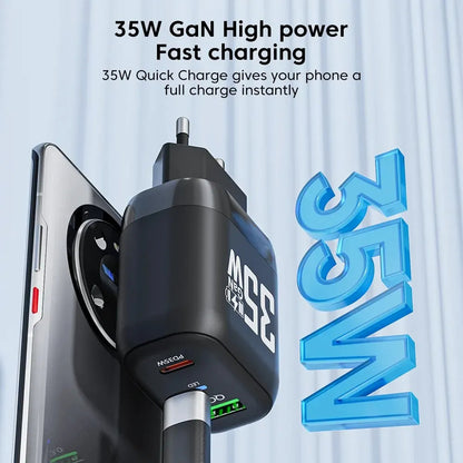 Φορτιστής Δικτύου Techsuit CHPD174, 35W, 3A, 1 x USB-A - 1 x USB-C, Μαύρο