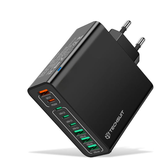 Φορτιστής Δικτύου Techsuit CHPD224, 65W, 3.25A, 4 x USB-A - 4 x USB-C, Μαύρο