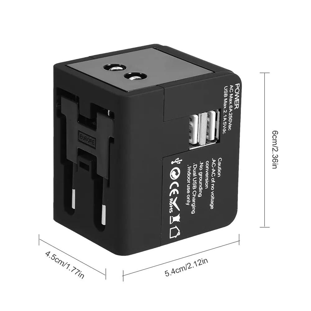 Φορτιστής Δικτύου Techsuit HHt148 Travel, 10W, 2A, 2 x USB-A, Μαύρο