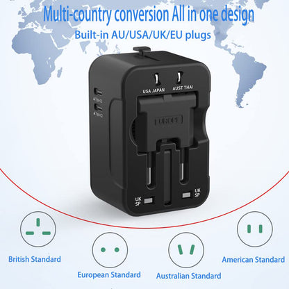 Φορτιστής Δικτύου Techsuit HHT202-2C Travel, 15W, 3A, 2 x USB-C, Μαύρο