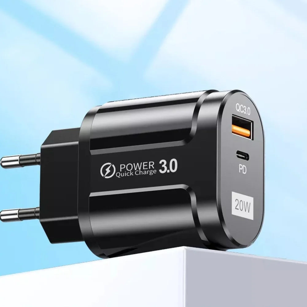 Φορτιστής Δικτύου Techsuit Premium, 20W, 3A, 1 x USB-A - 1 x USB-C, Λευκό