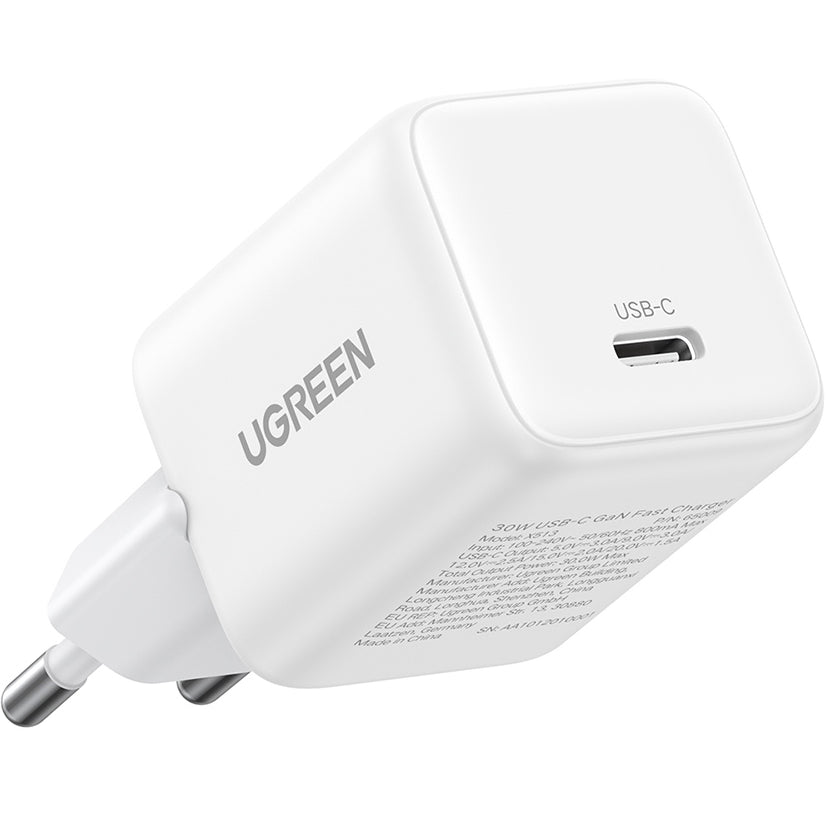 Φορτιστής Δικτύου UGREEN X513, 30W, 3A, 1 x USB-C, Λευκό