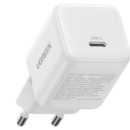 Φορτιστής Δικτύου UGREEN X513, 30W, 3A, 1 x USB-C, Λευκό
