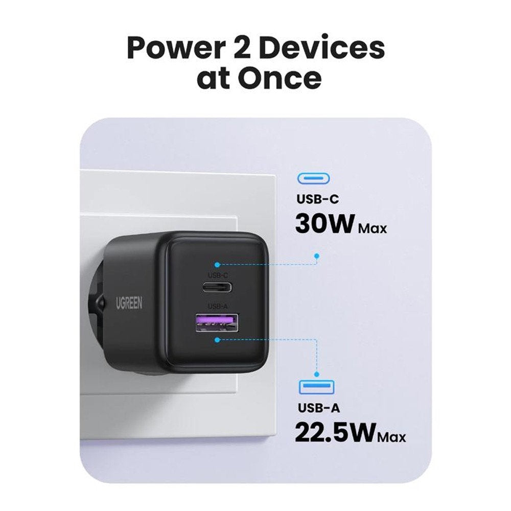 Φορτιστής Δικτύου UGREEN X516, 30W, 3A, 1 x USB-A - 1 x USB-C, Γκρι