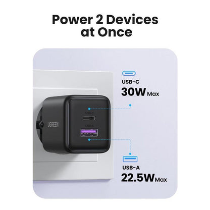Φορτιστής Δικτύου UGREEN X516, 30W, 3A, 1 x USB-A - 1 x USB-C, Γκρι