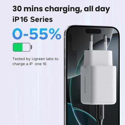 Φορτιστής Δικτύου UGREEN X516, 30W, 3A, 1 x USB-A - 1 x USB-C, Γκρι