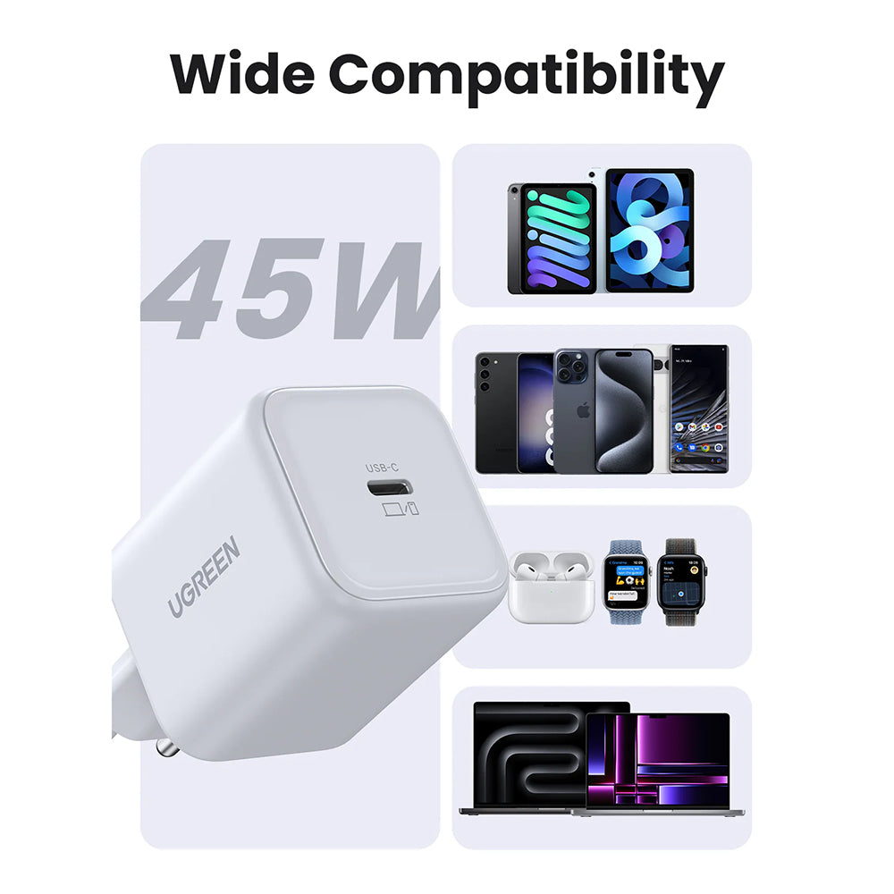 Φορτιστής Δικτύου UGREEN X524 (65053), 45W, 3A, 1 x USB-C, Λευκό