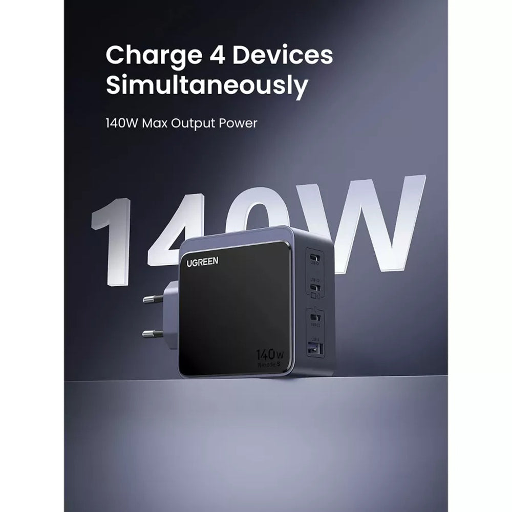 Φορτιστής Δικτύου UGREEN X570 Nexode S, 140W, 5A, 1 x USB-A - 3 x USB-C, Γκρι