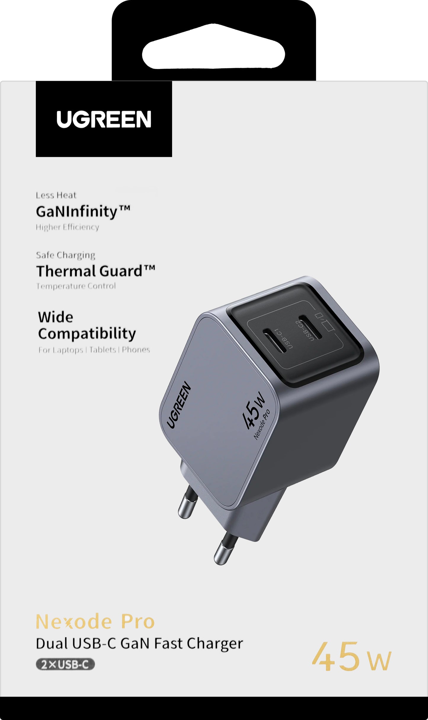 Φορτιστής δικτύου UGREEN X707 Nexode Pro, 45W, 3A, 2 x USB-C, γκρι 