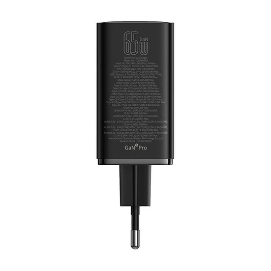 USB-C Network Charger Baseus GaN 6 Pro, 65W, 3.25A, 2 x USB-A - 2 x USB-C, Black P10162701113113-00