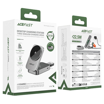 Φορτιστής Δικτύου Ασύρματος Acefast E22 3σε1, 22.5W, 1.67A, Γκρι