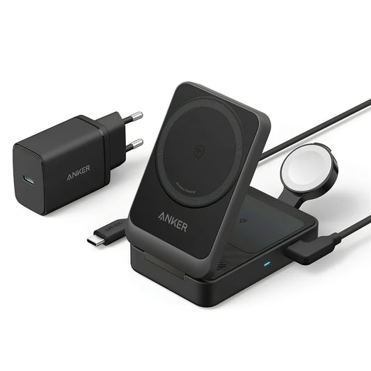 Φορτιστής Δικτύου Ασύρματος Anker MagGo 3σε1, 15W, 1.67A, Μαύρο, Ανακατασκευασμένος B2557311