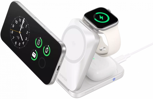 Ασύρματος Φορτιστής Δικτύου Anker Prime MagGo 3in1, 25W, Λευκός B25N1G21