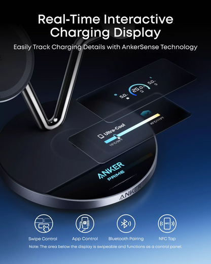 Φορτιστής Δικτύου Ασύρματος Anker Prime MagGo AirCool 3in1, 25W, Μαύρο B25X7G11