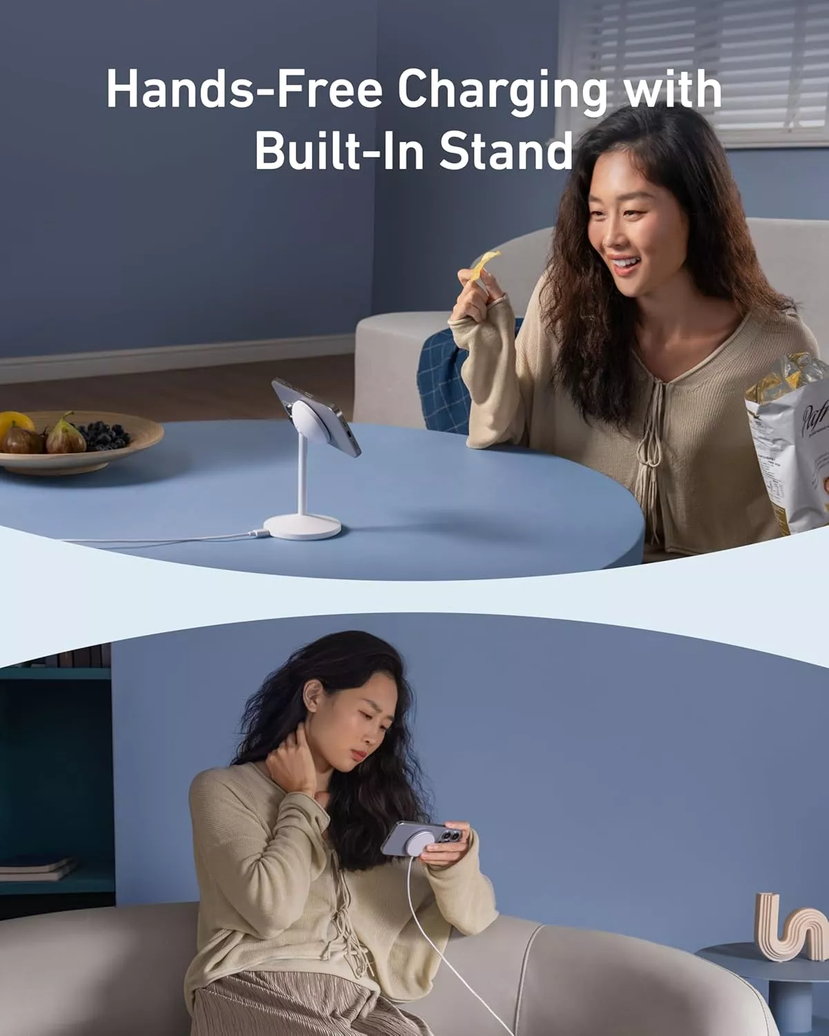 Φορτιστής Δικτύου Wireless Anker MagGo Stand, 15W, 1.67A, Λευκό A25X1H21
