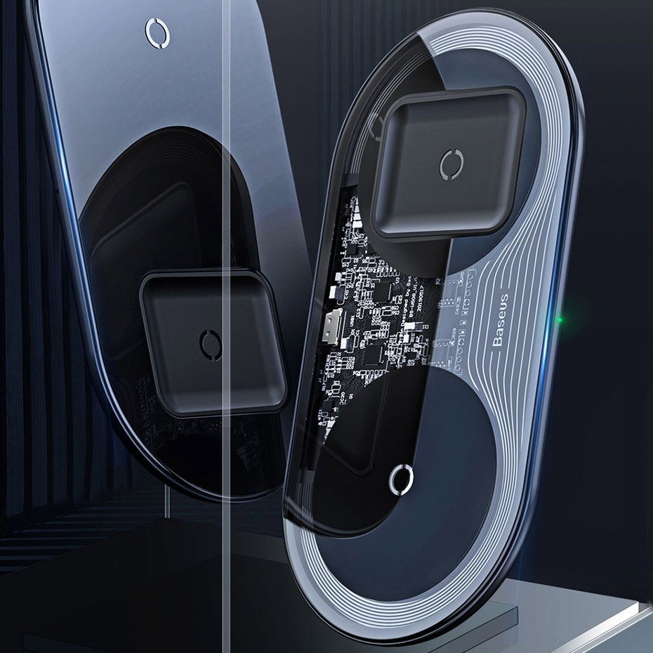 Φορτιστής Δικτύου Ασύρματος Baseus Simple 2in1, 15W, 1.67A, Διαφανής WXJK-A01