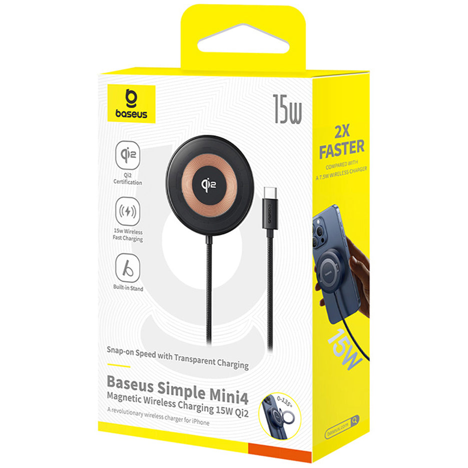 Φορτιστής Δικτύου Ασύρματος Baseus Simple Mini4, 15W, 1.67A, Μαύρος P10273300121-01