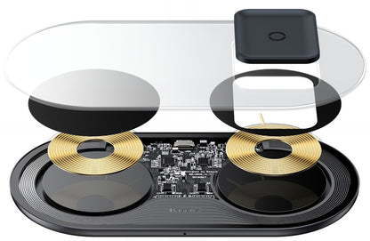 Φορτιστής Δικτύου Ασύρματος Baseus Simple 2in1, 15W, 1.67A, Διαφανής WXJK-A01