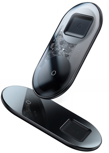 Φορτιστής Δικτύου Ασύρματος Baseus Simple 2in1, 15W, 1.67A, Διαφανής WXJK-A01