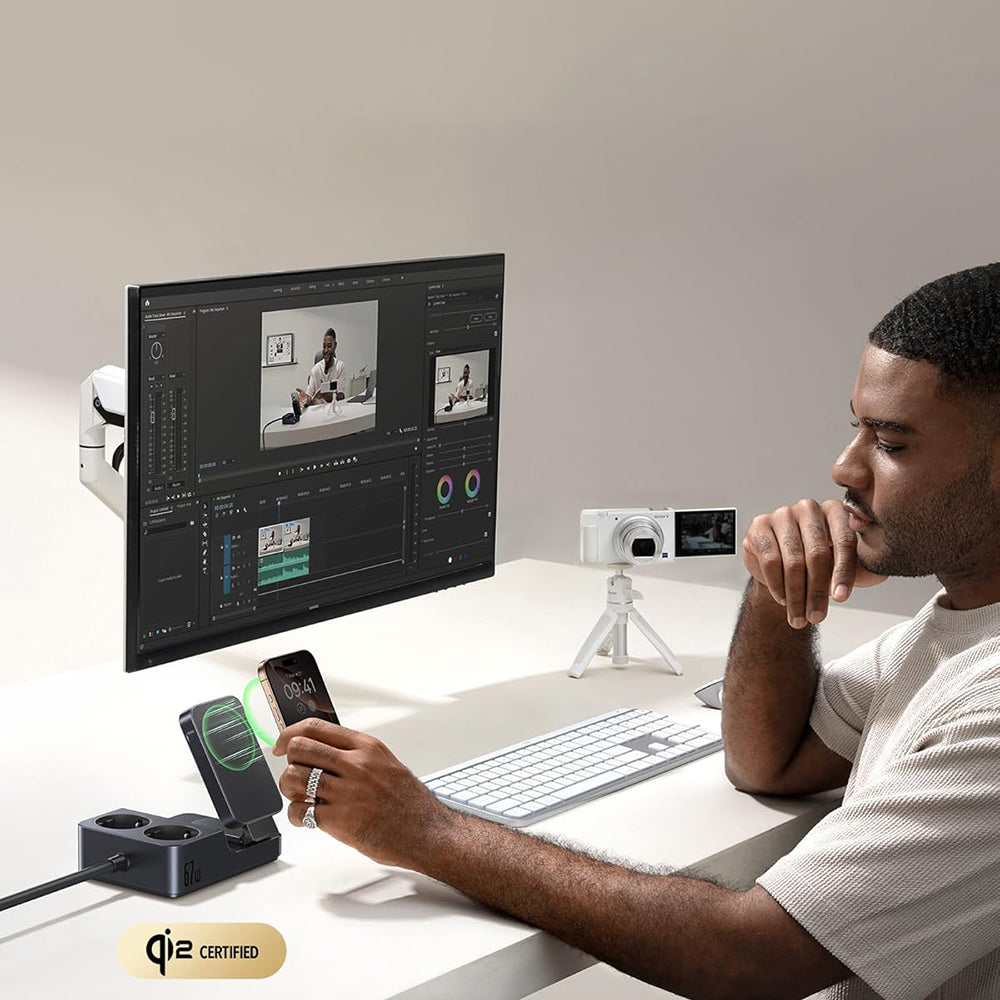 Φορτιστής Σταθμός Baseus Nomos ND11 QI 6in1, 67W, 3.35A, 1 x USB-A - 2 x USB-C - 2 x Schuko, Μαύρο P80015804213-00