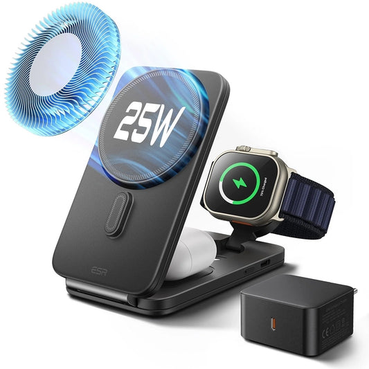 Φορτιστής Δικτύου Ασύρματος ESR CryoBoost 3σε1, 25W, Μαύρο