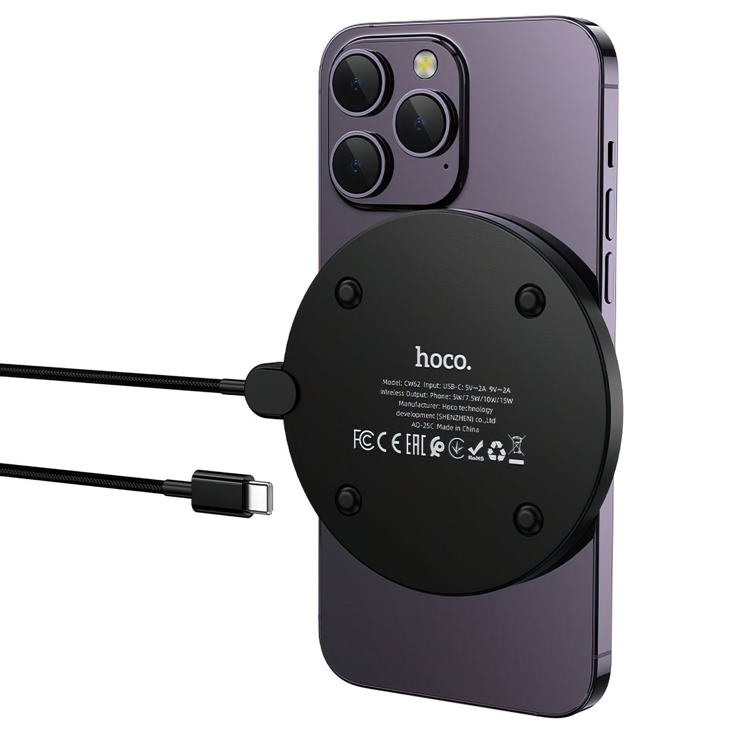 Φορτιστής Δικτύου Ασύρματος HOCO CW62, 15W, 1.67A, Μαύρο