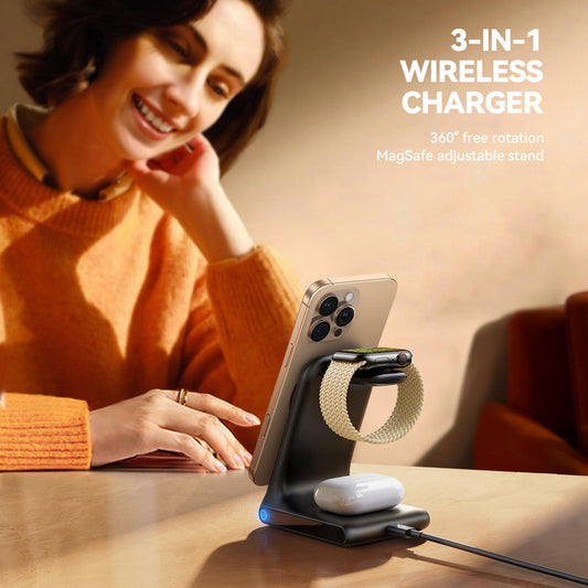 Φορτιστής Δικτύου Ασύρματος Joyroom JR-W15 3σε1, 15W, 1.67A, Μαύρο