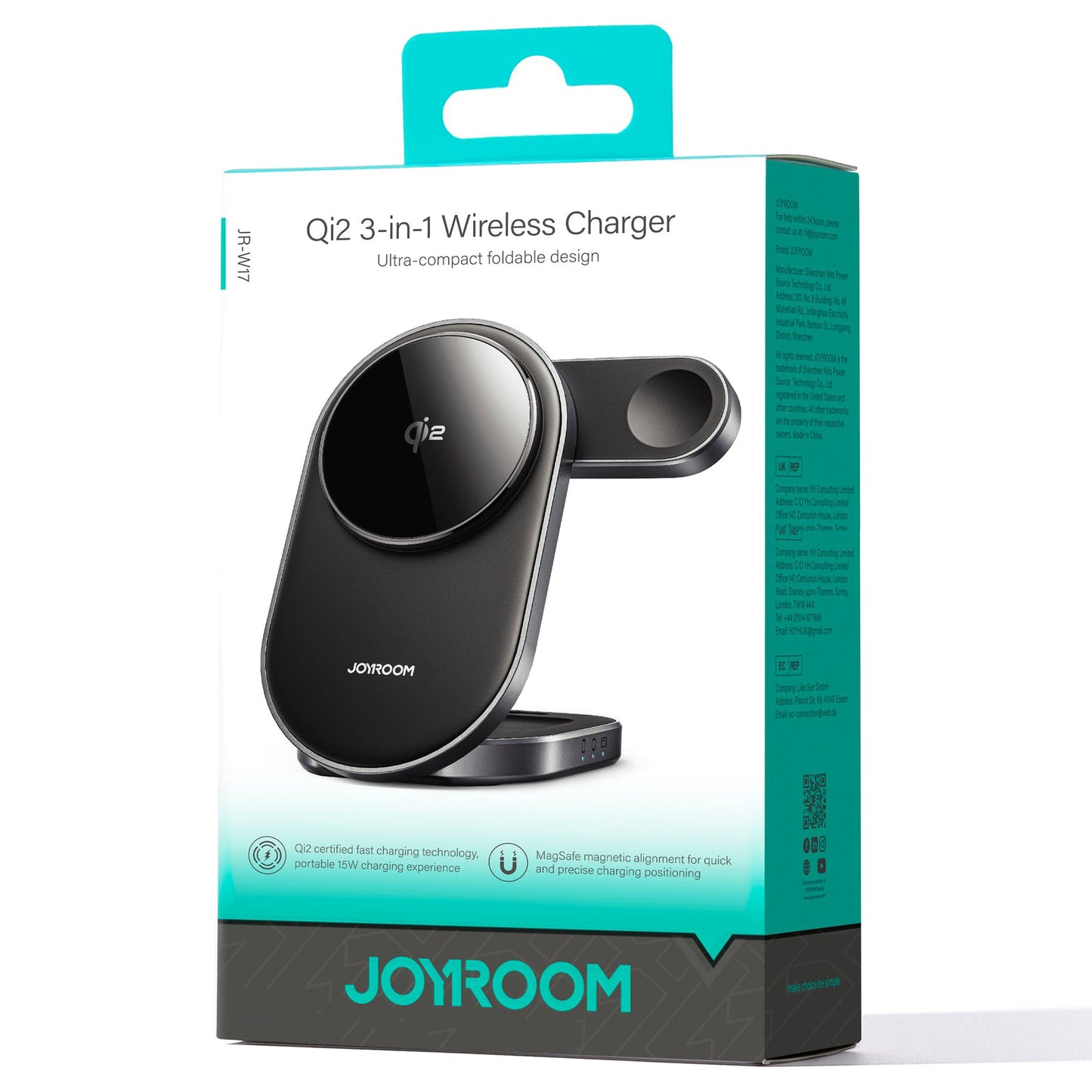 Φορτιστής Δικτύου Ασύρματος Joyroom JR-W17 3σε1, 15W, 1.67A, Μαύρο