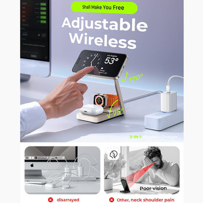 Lisen 3in1 Wireless Network Charger, 15W, 1.67A, White YL0223110006