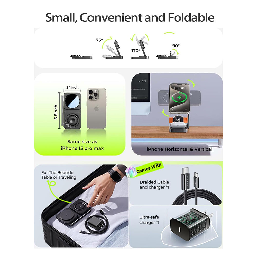 Φορτιστής Δικτύου Wireless Lisen 3in1, 15W, 1.67A, Μαύρο YL0424010003