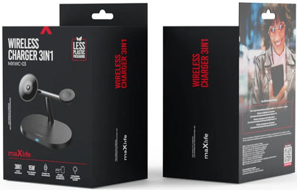 Φορτιστής Δικτύου Wireless MaXlife MXWC-03 3in1, 15W, 1.67A, Μαύρο