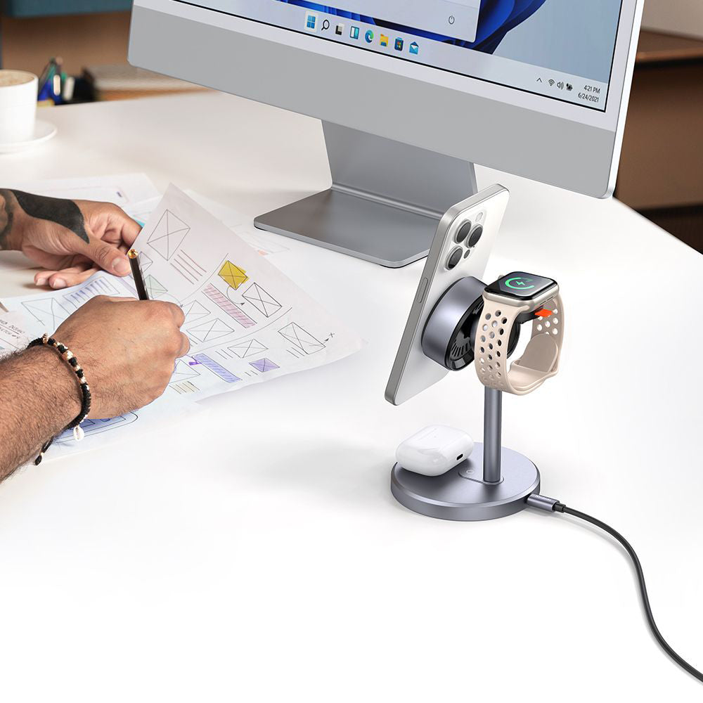 McDodo CH-2460 Swan 3in1 Wireless Network Charger, 22.5W, 1.67A, Gray