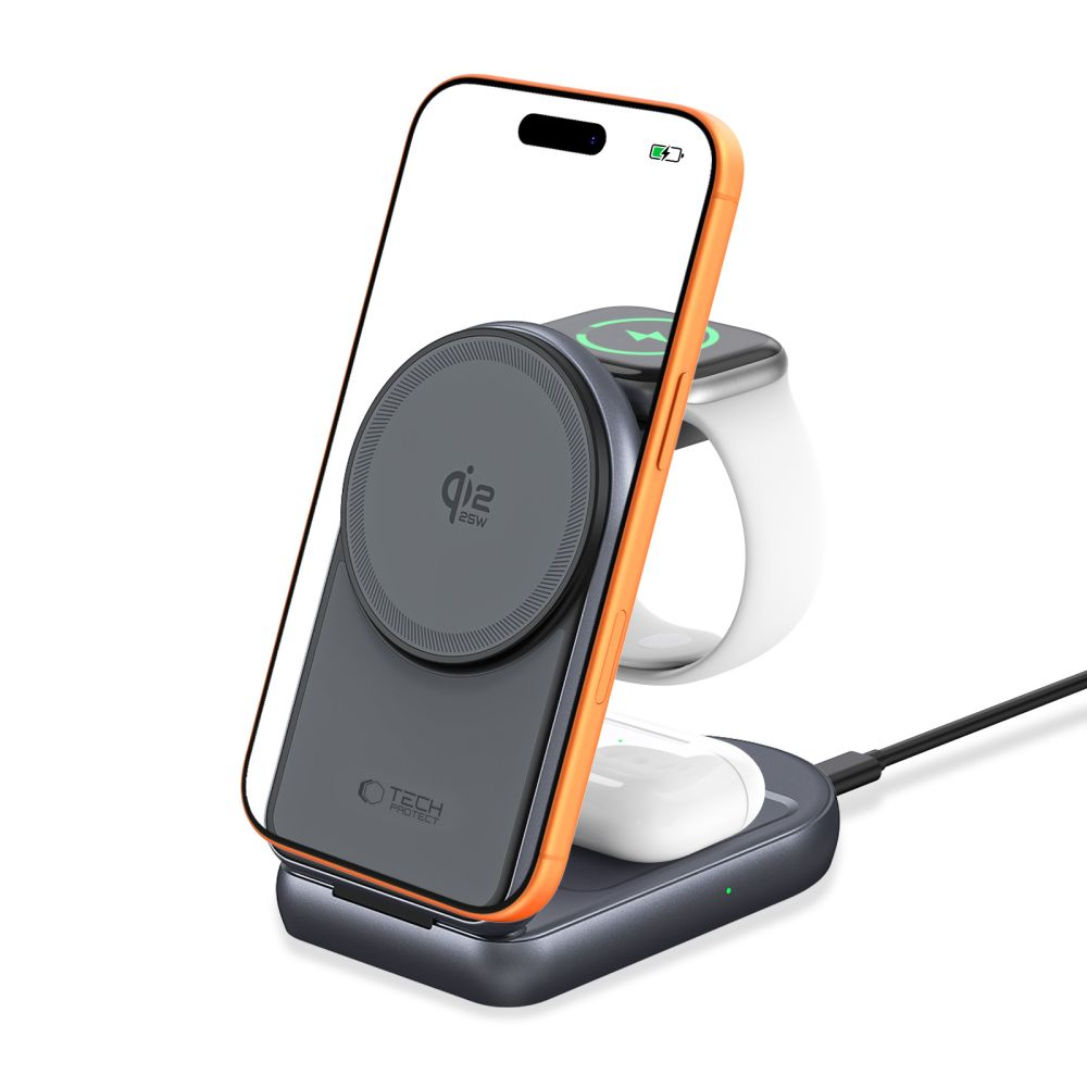 Tech-Protect A53 3in1 Wireless Network Charger, 25W, Gray