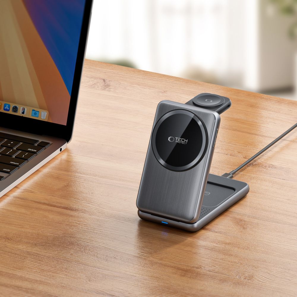 Φορτιστής Δικτύου Ασύρματος Tech-Protect A42 3σε1, 15W, 1.67A, Γκρι