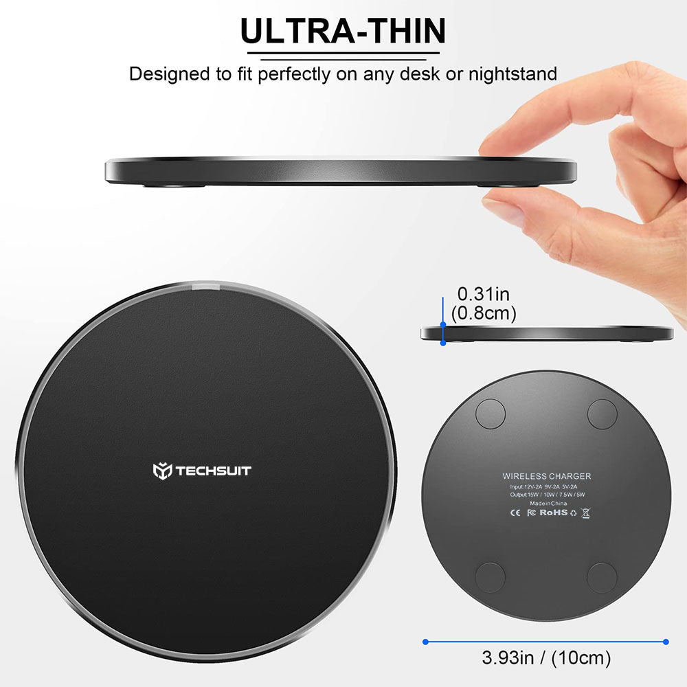 Φορτιστής Δικτύου Wireless Techsuit CHWR031 Premium, 15W, 1.67A, Λευκό