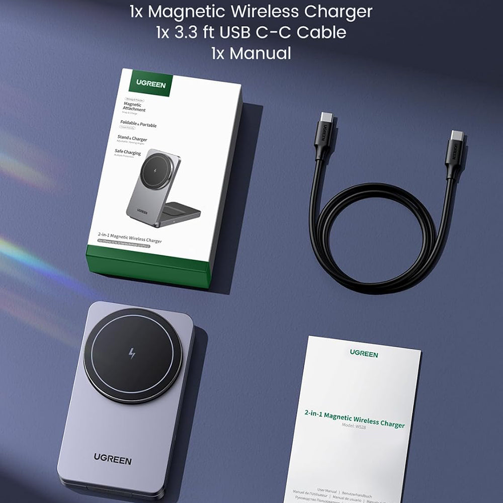 Φορτιστής Δικτύου Ασύρματος UGREEN W528 2σε1, 20W, 1.67A, Μαύρο