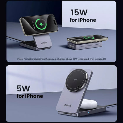 Φορτιστής Δικτύου Ασύρματος UGREEN W706 2σε1, 20W, 1.67A, Μαύρο