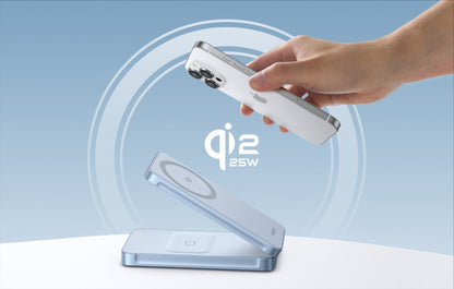 Φορτιστής Δικτύου Ασύρματος UGREEN MagFlow 2in1, 25W, Μπλε