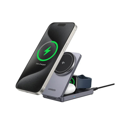 Φορτιστής Δικτύου Ασύρματος UGREEN W707 3σε1, 25W, 1.67A, Γκρι