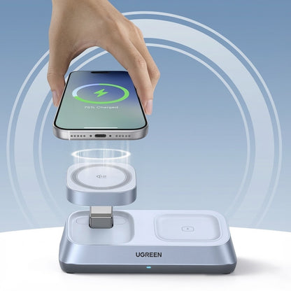 Φορτιστής Δικτύου Ασύρματος UGREEN W711 3σε1, 25W, 1.67A, Μπλε