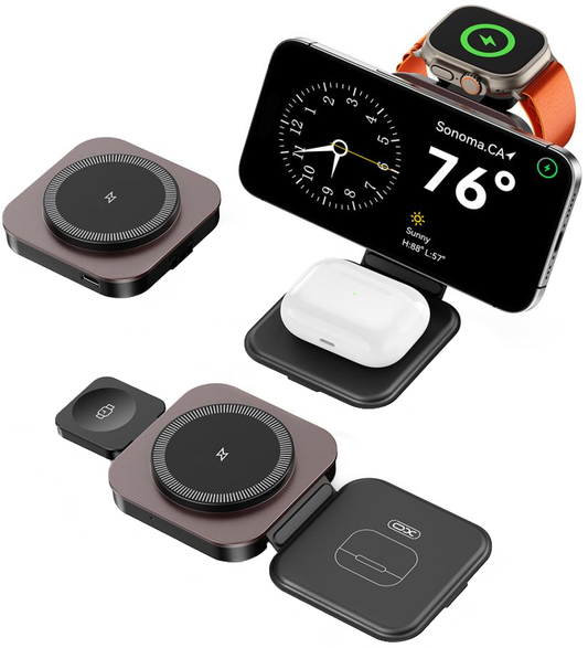 Φορτιστής Δικτύου Ασύρματος XO Design CX035 3σε1, 15W, 1.67A, Μαύρο