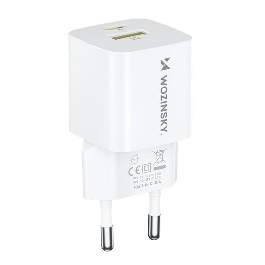 Φορτιστής Δικτύου WZK WWCEAC, 33W, 3A, 1 x USB-A - 1 x USB-C, Λευκό