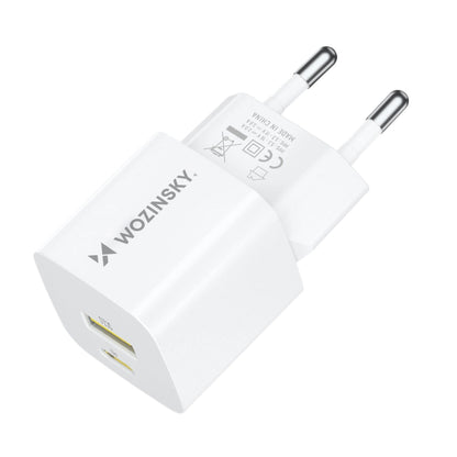 Φορτιστής Δικτύου WZK WWCEAC, 33W, 3A, 1 x USB-A - 1 x USB-C, Λευκό