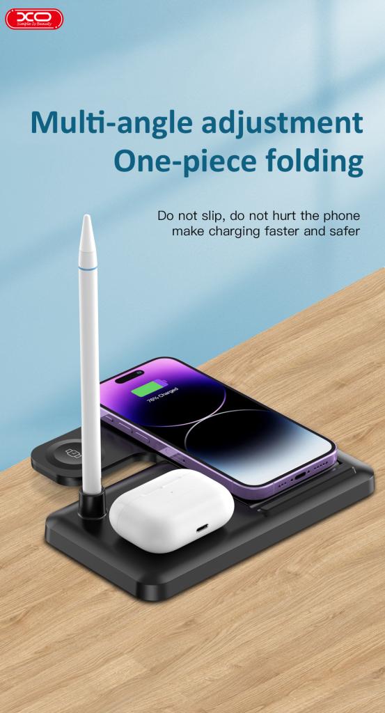 Φορτιστής Δικτύου Ασύρματος XO Design WX033 4σε1, 15W, 1.67A, Μαύρο