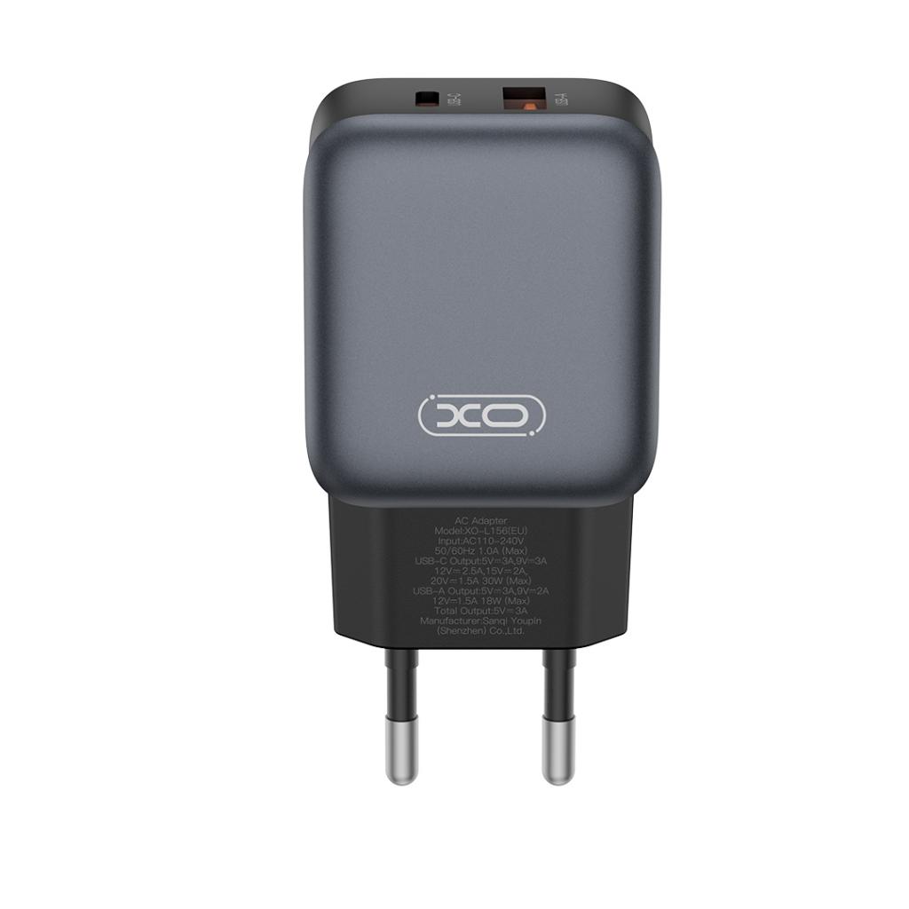 Φορτιστής Δικτύου XO Design L156, 30W, 3A, 1 x USB-A - 1 x USB-C, Μαύρο
